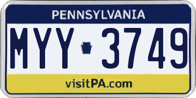 PA license plate MYY3749