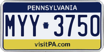 PA license plate MYY3750