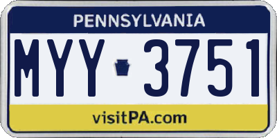 PA license plate MYY3751