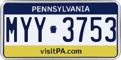 PA license plate MYY3753
