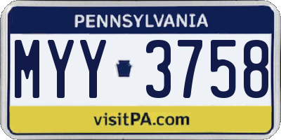 PA license plate MYY3758