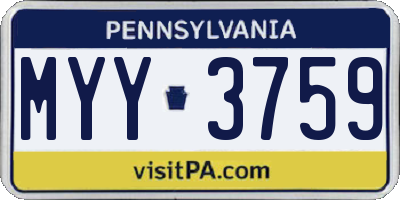 PA license plate MYY3759