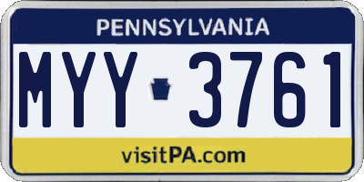 PA license plate MYY3761