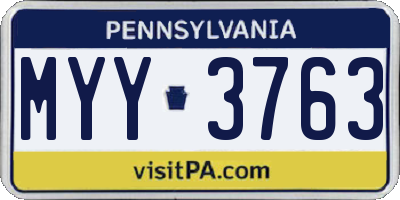 PA license plate MYY3763