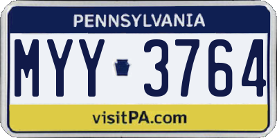 PA license plate MYY3764