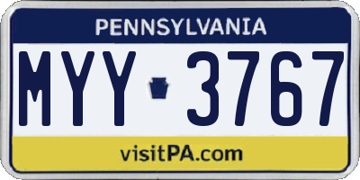 PA license plate MYY3767