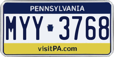PA license plate MYY3768
