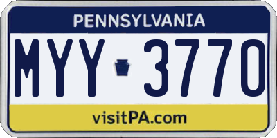 PA license plate MYY3770