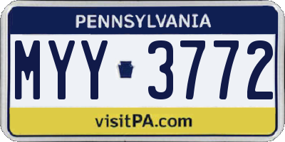 PA license plate MYY3772
