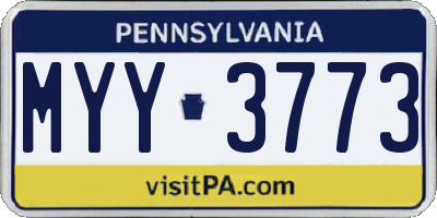 PA license plate MYY3773