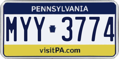 PA license plate MYY3774