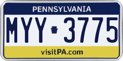 PA license plate MYY3775