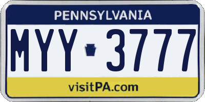PA license plate MYY3777