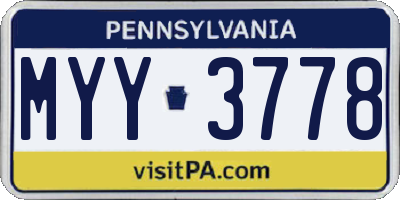 PA license plate MYY3778