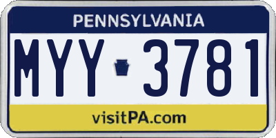 PA license plate MYY3781