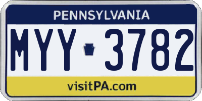PA license plate MYY3782