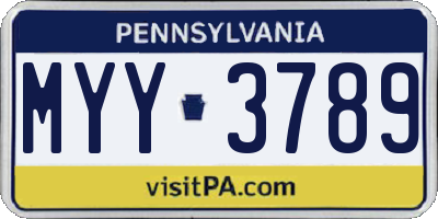 PA license plate MYY3789