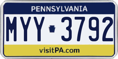 PA license plate MYY3792