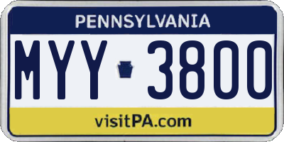 PA license plate MYY3800