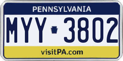 PA license plate MYY3802