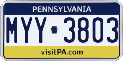 PA license plate MYY3803