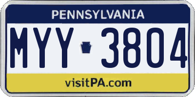 PA license plate MYY3804