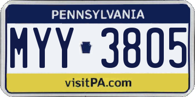 PA license plate MYY3805