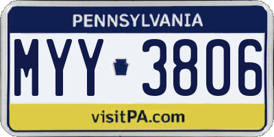 PA license plate MYY3806