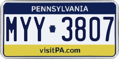 PA license plate MYY3807