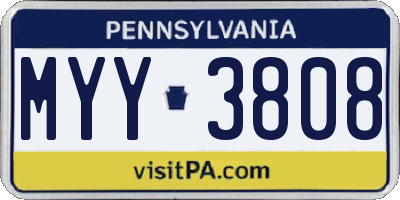PA license plate MYY3808