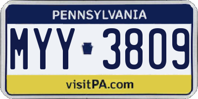 PA license plate MYY3809