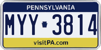 PA license plate MYY3814