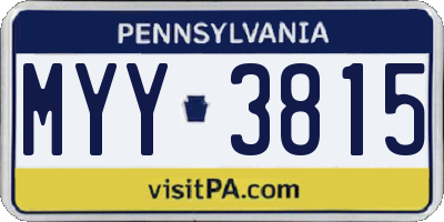 PA license plate MYY3815