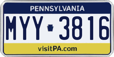 PA license plate MYY3816