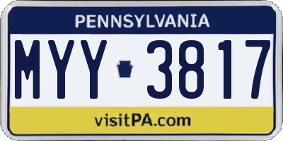 PA license plate MYY3817