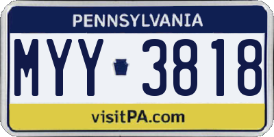 PA license plate MYY3818