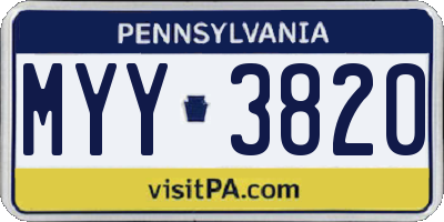 PA license plate MYY3820