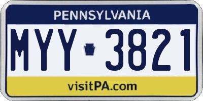 PA license plate MYY3821