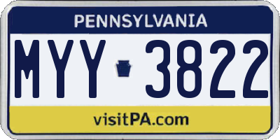 PA license plate MYY3822