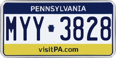 PA license plate MYY3828