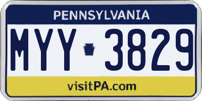 PA license plate MYY3829