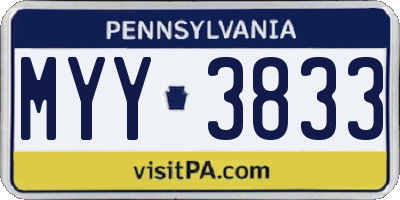 PA license plate MYY3833