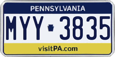 PA license plate MYY3835