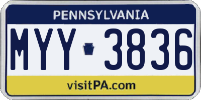 PA license plate MYY3836