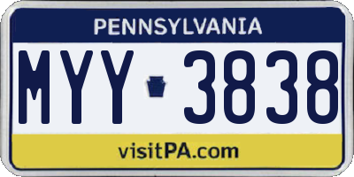 PA license plate MYY3838