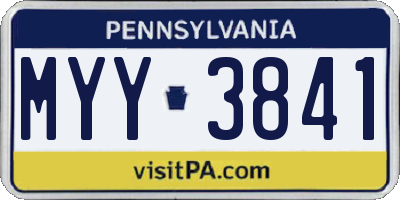 PA license plate MYY3841