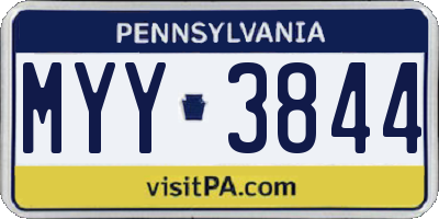 PA license plate MYY3844