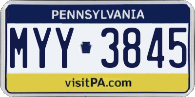 PA license plate MYY3845