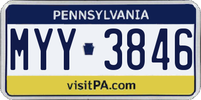 PA license plate MYY3846