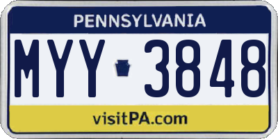 PA license plate MYY3848